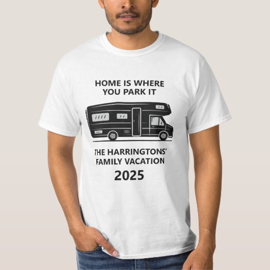 Aangepaste naam & tekst camper t-shirt (Voorkant)