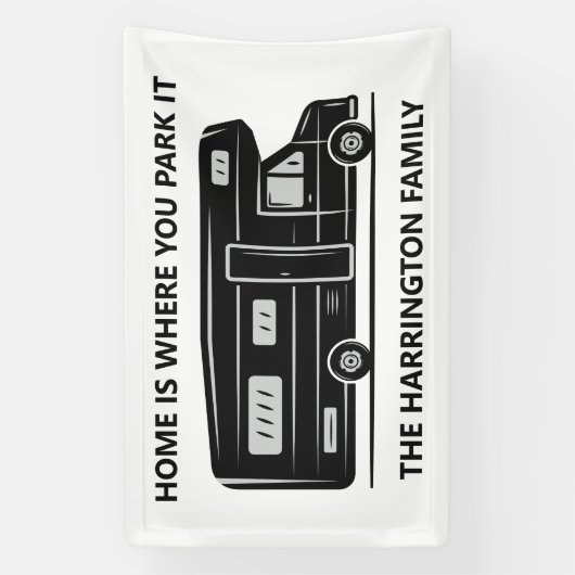 Aangepaste naam & tekst Camper Van Spandoek (Verticaal)