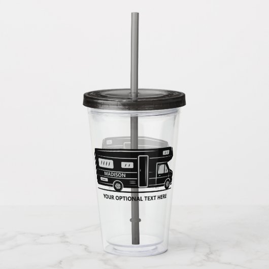 Aangepaste naam & tekst Camper Van tumblers Acryl Drinkbeker (Voorkant)
