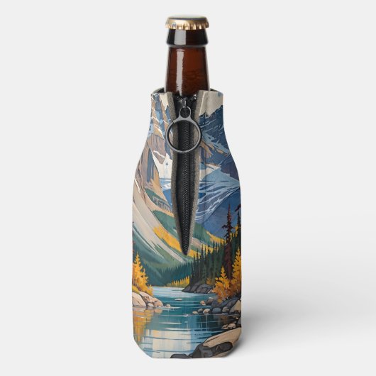 Aangepaste naam & tekst Canada Reizen Poster Flesjeskoeler (Fles Achterkant)