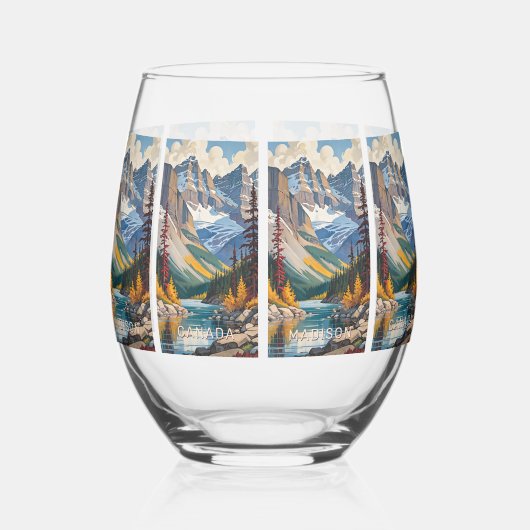 Aangepaste naam & tekst Canada Reizen Poster Wijnglas Zonder Voet (Links)