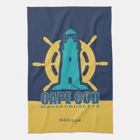 Aangepaste naam / tekst Cape Cod Massachusetts Theedoek (Verticaal)
