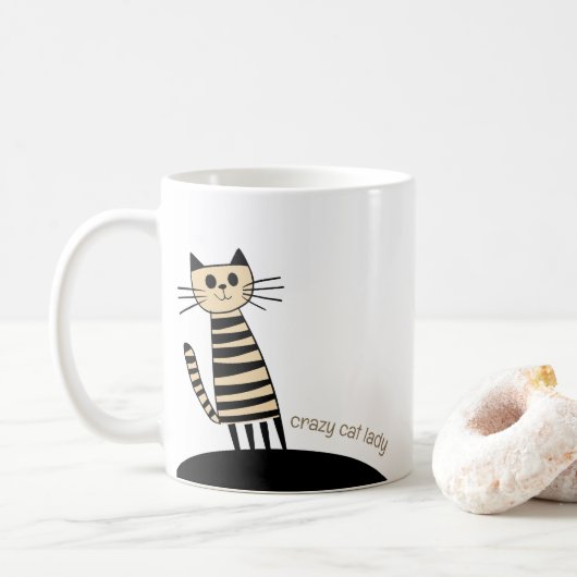 Aangepaste Naam & Tekst Crazy Cat Lady Koffiemok (Met donut)
