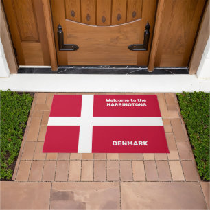 Aangepaste naam & tekst Denemarken Vlag Deurmat
