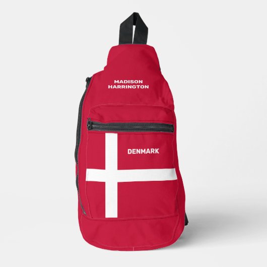 Aangepaste naam & tekst Denemarken Vlag Sling Bag (Voorkant)