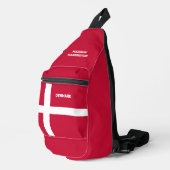 Aangepaste naam & tekst Denemarken Vlag Sling Bag (Rechterhoek)