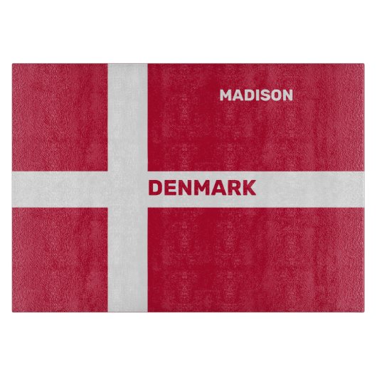 Aangepaste naam & tekst Denemarken Vlag Snijplank (Voorkant)