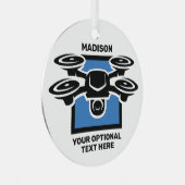 Aangepaste naam & tekst drone metalen ornament (Voorkant Rechts)