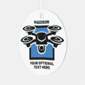 Aangepaste naam & tekst drone metalen ornament (Voorkant links)