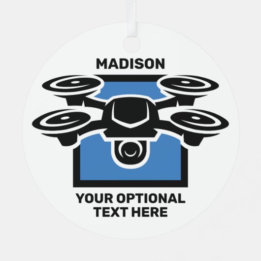 Aangepaste naam & tekst drone metalen ornament (Achterkant)