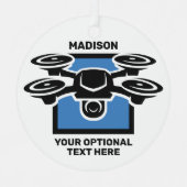 Aangepaste naam & tekst drone metalen ornament (Voorkant)