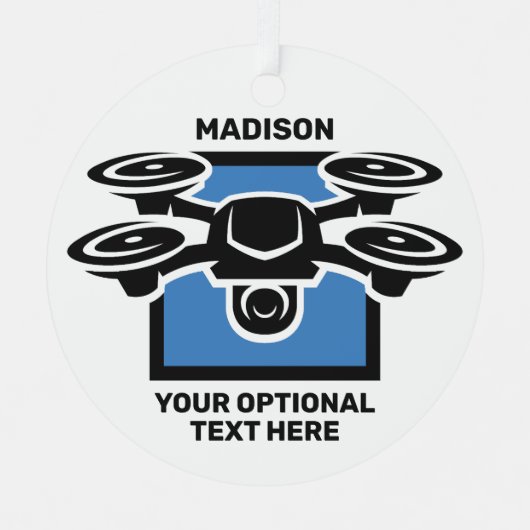 Aangepaste naam & tekst drone metalen ornament (Voorkant)