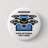 Aangepaste naam & tekst drone ronde button 5,7 cm (Voorkant)