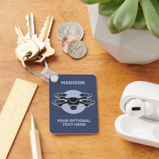 Aangepaste naam & tekst drone sleutelhanger (Bureau)