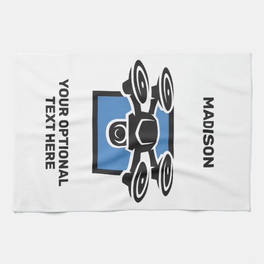 Aangepaste naam & tekst drone theedoek (Horizontaal)