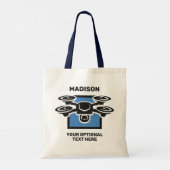 Aangepaste naam & tekst drone tote bag (Achterkant)
