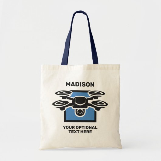 Aangepaste naam & tekst drone tote bag (Voorkant)