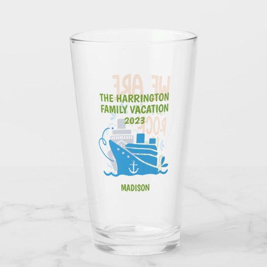 Aangepaste naam, tekst en jaar cruise glas (Achterkant)