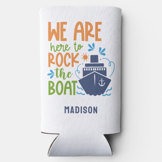 Aangepaste naam, tekst en jaar cruise seltzer blikjeskoeler (Achterkant)