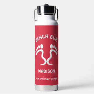 Aangepaste naam, tekst en kleur Beach Bum Waterfles