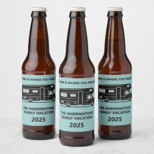 Aangepaste naam, tekst en kleur Camper Bier Etiket