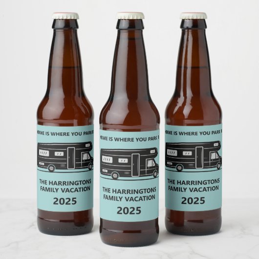 Aangepaste naam, tekst en kleur Camper Bier Etiket (Flessen)