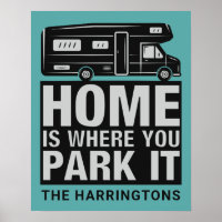 Aangepaste naam, tekst en kleur Camper Van poster