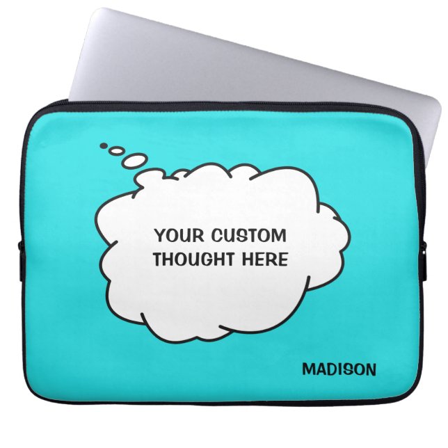 Aangepaste naam, tekst en kleur Gedachtevorm Laptop Sleeve (Voorkant)