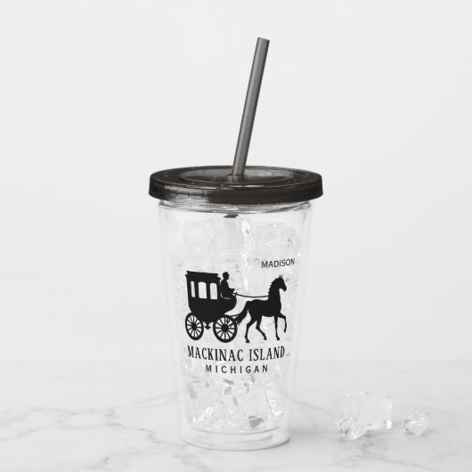 Aangepaste naam, tekst en kleur Mackinac Island Acryl Drinkbeker (Achterkant ijs)