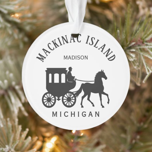 Aangepaste naam, tekst en kleur Mackinac Island Ornament (Boom)