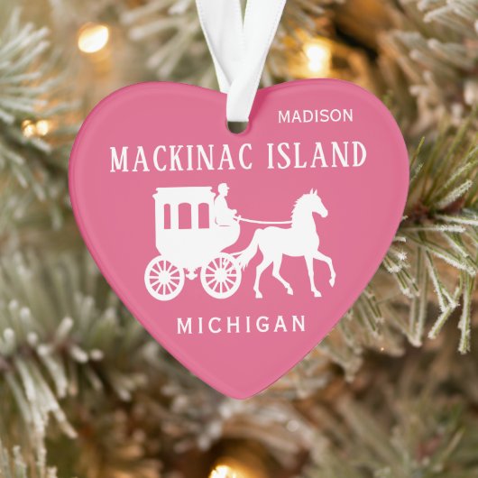 Aangepaste naam, tekst en kleur Mackinac Island Ornament (Boom)