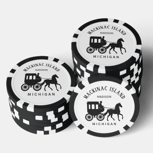Aangepaste naam, tekst en kleur Mackinac Island Poker Chips (Opstapeling)