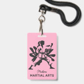 Aangepaste naam, tekst en kleur martial arts badge (Voorzijde met lanyard)