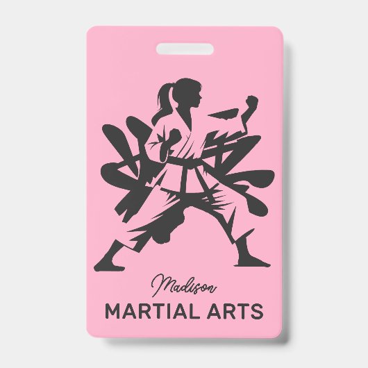 Aangepaste naam, tekst en kleur martial arts badge (Voorzijde)