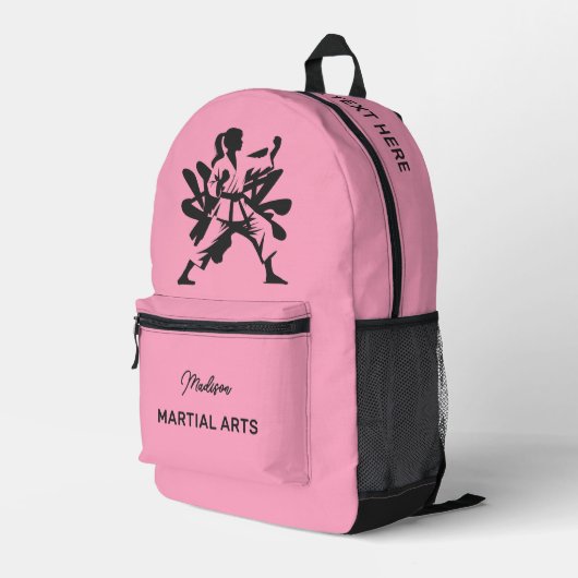 Aangepaste naam, tekst en kleur martial arts bedrukte rugzak (Achterkant Hoek Rechts)