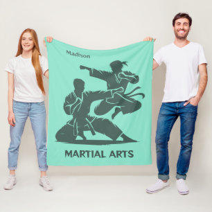 Aangepaste naam, tekst en kleur martial arts fleece deken