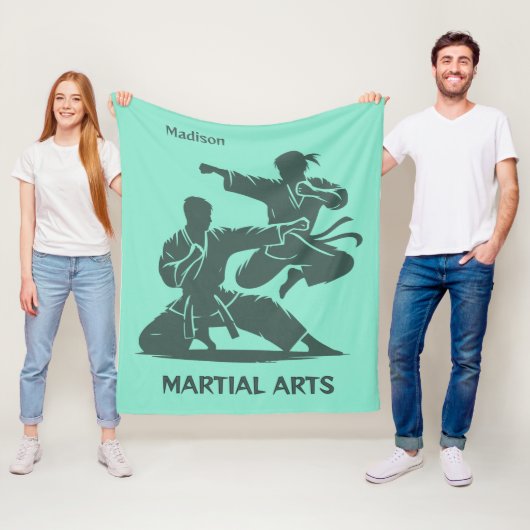 Aangepaste naam, tekst en kleur martial arts fleece deken (In situ)