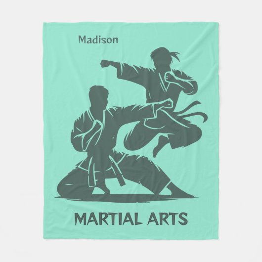 Aangepaste naam, tekst en kleur martial arts fleece deken (Voorkant)