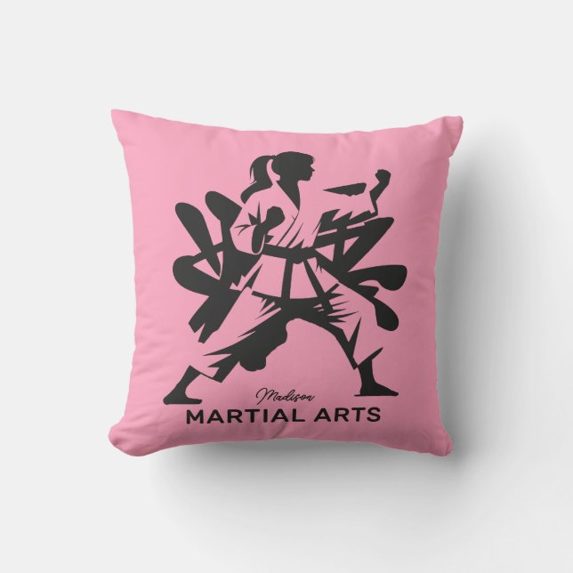 Aangepaste naam, tekst en kleur martial arts kussen (Voorkant)