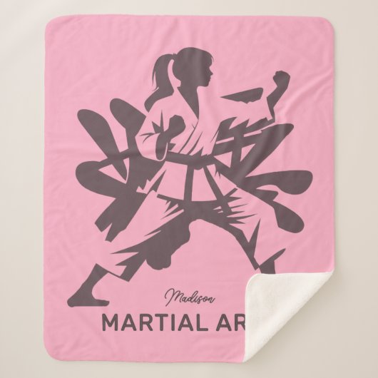 Aangepaste naam, tekst en kleur martial arts sherpa deken (Voorkant)