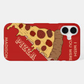 Aangepaste naam, tekst en kleur Pizza-telefoondraa iPhone Hoesje (Achterkant horizontaal)