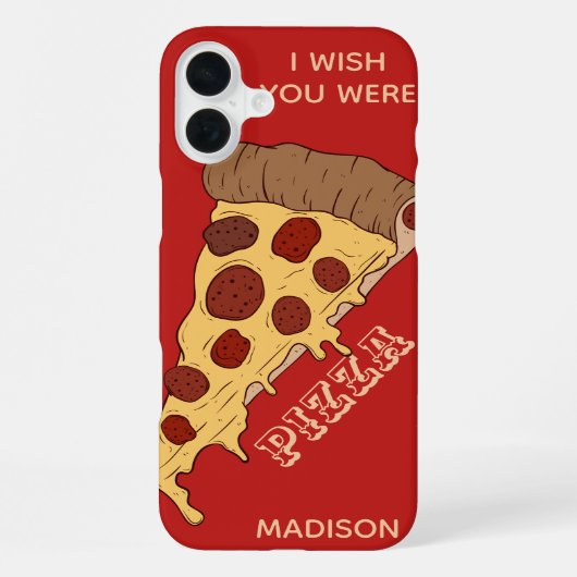 Aangepaste naam, tekst en kleur Pizza-telefoondraa iPhone Hoesje (Achterkant)