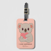 Aangepaste naam, tekst en kleurenliefde Koala Bagagelabel (Voorkant (verticaal))