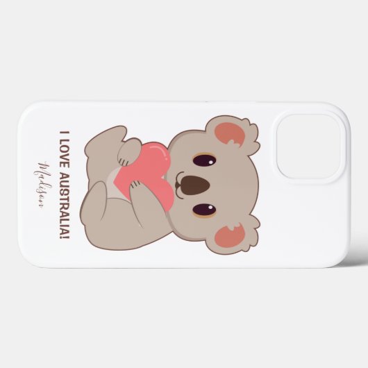 Aangepaste naam, tekst en kleurenliefde Koala Case-Mate iPhone Case (Achterkant (horizontaal))