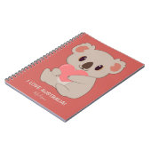 Aangepaste naam, tekst en kleurenliefde Koala Notitieboek (Linkerzijde)