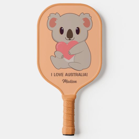 Aangepaste naam, tekst en kleurenliefde Koala Pickleball Paddle (Achterkant)