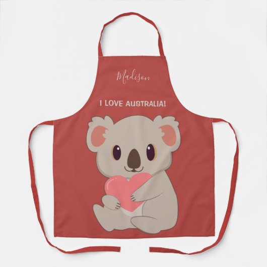 Aangepaste naam, tekst en kleurenliefde Koala Schort (Voorkant)