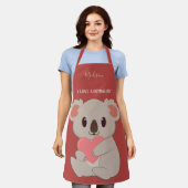 Aangepaste naam, tekst en kleurenliefde Koala Schort (Gedragen)