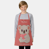 Aangepaste naam, tekst en kleurenliefde Koala Schort (Gedragen)