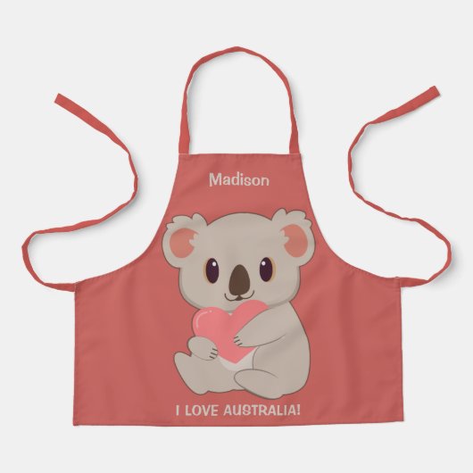 Aangepaste naam, tekst en kleurenliefde Koala Schort (Voorkant)